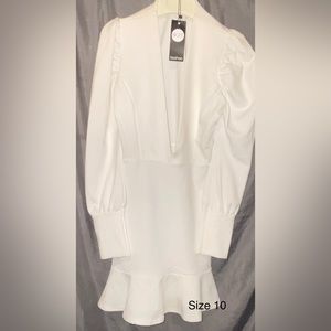 BooHoo Night white dress